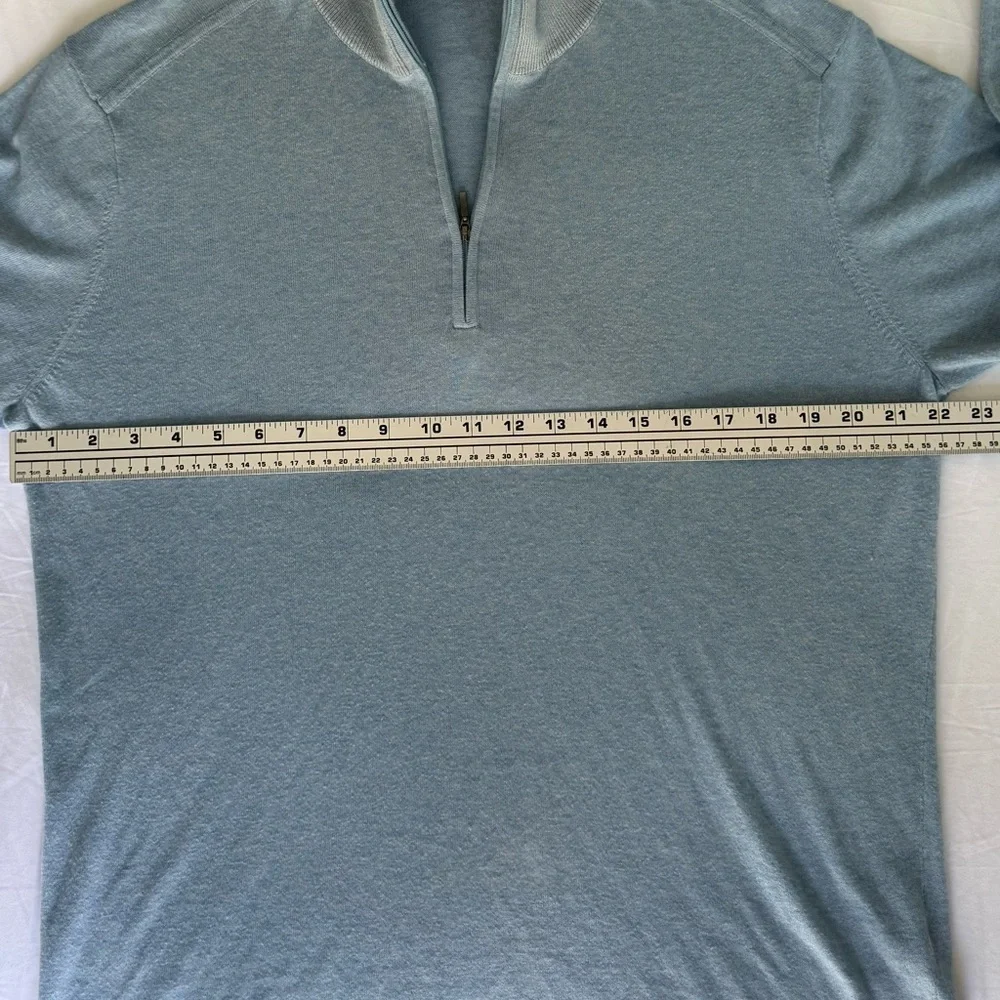 Raffi Men’s Cotton Cashmere 1/4 Zip Sweater Light Blue Size L